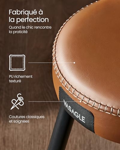 VASAGLE-EKHO-Collection-Tabouret-de-Salle-a-Manger-Lot-de-2-Chaise-de-Cuisine-Siege-Rembourre-PU-avec-Coutures-Style-Moderne-Mi-siecle-pour-Salle-a-Manger-Salon-0-2