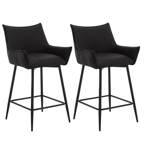 WOLTU-Lot-de-2-Tabourets-de-Bar-Tabouret-Bistro-Rembourre-Chaise-de-Salle-a-Manger-en-Similicuir-Chaise-Haute-avec-Pieds-en-Metal-Repose-Pieds-Dossier-Accoudoirs2927-0
