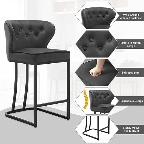 WOLTU-Tabouret-Bar-Lot-de-2-Chaise-de-Bar-Chaise-Haute-Cuisine-Siege-Rembourre-avec-Dossier-et-Repose-Pieds-Cadre-Metallique2667-0-2