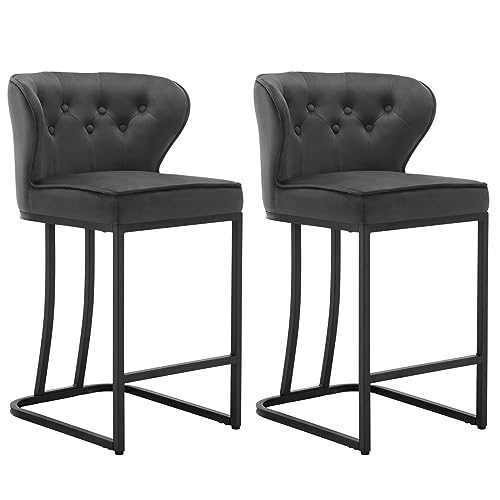 WOLTU-Tabouret-Bar-Lot-de-2-Chaise-de-Bar-Chaise-Haute-Cuisine-Siege-Rembourre-avec-Dossier-et-Repose-Pieds-Cadre-Metallique2667-0