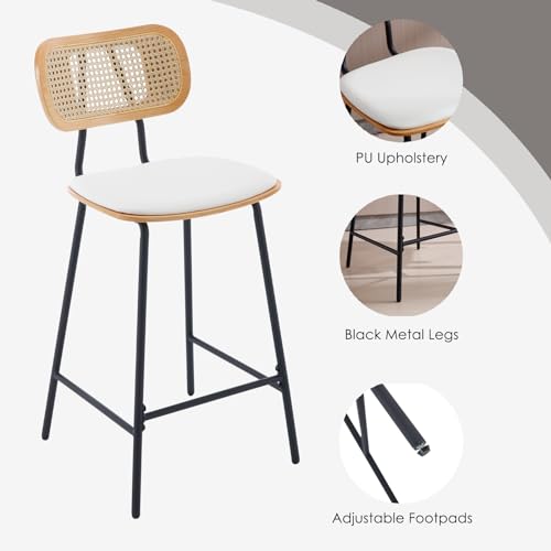 Wahson-Tabourets-de-Bar-Lot-de-2-Chaise-de-Bar-Bois-et-Metal-avec-Dossier-Rotin-Tabouret-Haut-Bar-Moderne-et-Vintage-Chaise-Haute-Bar-en-Bois-et-Rotin-Chaise-Bar-Bois-pour-Central-Ilot-0-2