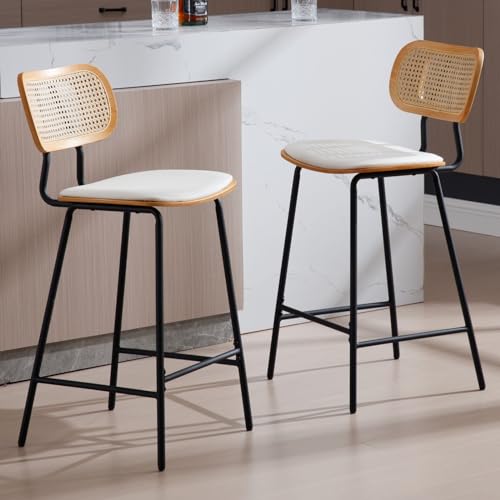 Wahson-Tabourets-de-Bar-Lot-de-2-Chaise-de-Bar-Bois-et-Metal-avec-Dossier-Rotin-Tabouret-Haut-Bar-Moderne-et-Vintage-Chaise-Haute-Bar-en-Bois-et-Rotin-Chaise-Bar-Bois-pour-Central-Ilot-0