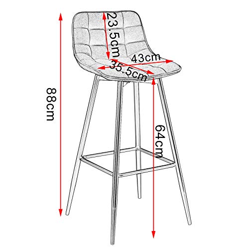 WOLTU-Lot-de-2-Tabouret-de-Bar-Design-Chaise-Haute-pour-Bar-Bistro-siege-en-VeloursSimilicuir-avec-Repose-Pieds-Cadre-en-metal-0-0