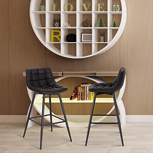 WOLTU-Lot-de-2-Tabouret-de-Bar-Design-Chaise-Haute-pour-Bar-Bistro-siege-en-VeloursSimilicuir-avec-Repose-Pieds-Cadre-en-metal-0-1