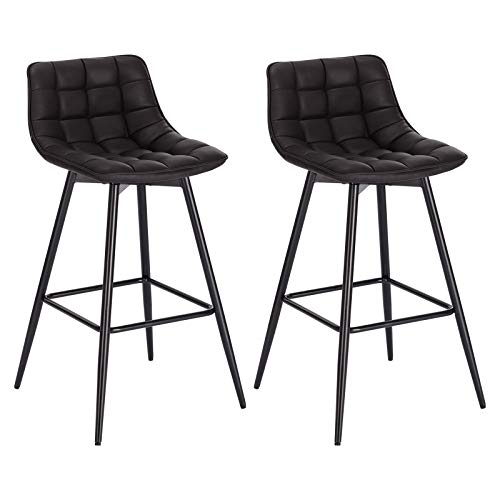 WOLTU-Lot-de-2-Tabouret-de-Bar-Design-Chaise-Haute-pour-Bar-Bistro-siege-en-VeloursSimilicuir-avec-Repose-Pieds-Cadre-en-metal-0