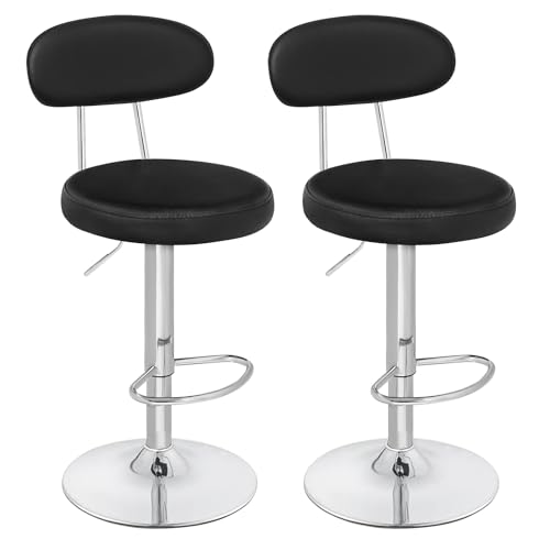 HOOBRO-Tabourets-de-Bar-Lot-de-2-Chaises-de-Bar-en-PU-Hauteur-Reglable-Sieges-de-Cuisine-Pivotants-a-360-avec-Dossier-et-Repose-Pieds-Assise-Rembourree-en-Mousse-Noir-ESB33BYP201-0