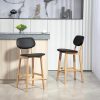 HOMCOM-Lot-de-2-tabourets-de-Bar-chaises-de-Bar-Modernes-tabourets-de-Cuisine-revetement-synthetique-avec-Dossier-et-Pieds-en-Bois-Noir-0-0