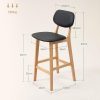 HOMCOM-Lot-de-2-tabourets-de-Bar-chaises-de-Bar-Modernes-tabourets-de-Cuisine-revetement-synthetique-avec-Dossier-et-Pieds-en-Bois-Noir-0-1