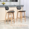 HOMCOM-Lot-de-2-tabourets-de-Bar-chaises-de-Bar-Modernes-tabourets-de-Cuisine-revetement-synthetique-avec-Dossier-et-Pieds-en-Bois-Noir-0-2