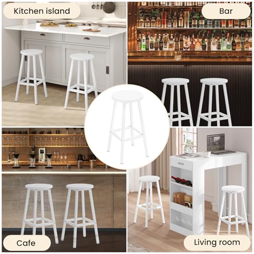 Klihome-Tabouret-de-Bar-Lot-de-2-Tabouret-Fixe-Haut-Chaise-Haute-Cuisine-Siege-Rond-en-Bois-dIngenierie-Structure-Metallique-Repose-Pieds-Style-ModerneIndustriel-3574-0-2