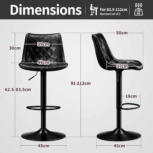 STOOLINK-Tabouret-Bar-Lot-de-2-Chaise-de-Bar-en-Cuir-Microfibre-Tabourets-Bar-Reglable-en-Hauteur-Siege-Bar-Pivotant-sur-360-Chaise-Bar-avec-Repose-Pieds-pour-Comptoir-Bar-Noir-fonce-0-0