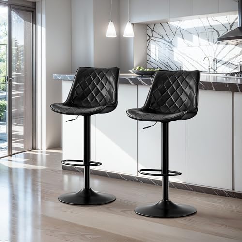 STOOLINK-Tabouret-Bar-Lot-de-2-Chaise-de-Bar-en-Cuir-Microfibre-Tabourets-Bar-Reglable-en-Hauteur-Siege-Bar-Pivotant-sur-360-Chaise-Bar-avec-Repose-Pieds-pour-Comptoir-Bar-Noir-fonce-0-1