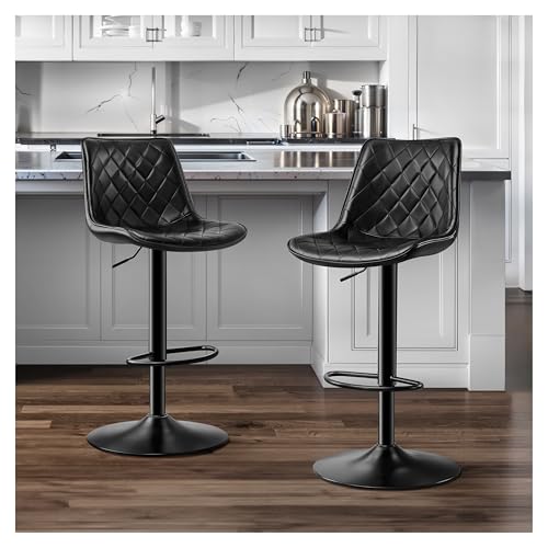 STOOLINK-Tabouret-Bar-Lot-de-2-Chaise-de-Bar-en-Cuir-Microfibre-Tabourets-Bar-Reglable-en-Hauteur-Siege-Bar-Pivotant-sur-360-Chaise-Bar-avec-Repose-Pieds-pour-Comptoir-Bar-Noir-fonce-0
