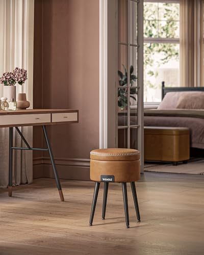 VASAGLE-EKHO-Collection-Pouf-de-Rangement-Tabouret-de-Coiffeuse-PU-avec-Coutures-Moderne-Mi-siecle-Tabouret-de-Rangement-Rond-avec-Pieds-en-Acier-Capacite-150-kg-0-2