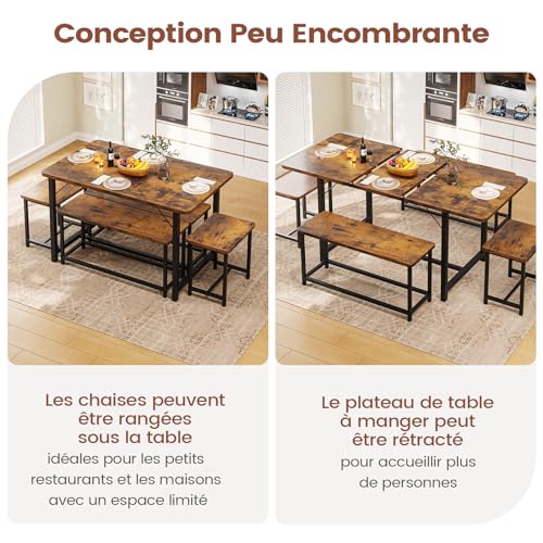 KIMENICH-Ensemble-Table-a-Manger-Extensible-avec-2-Bancs-et-2-Tabourets-Meubles-de-Salle-a-Manger-Lot-de-5-pour-4-8-Personnes-Table-Extensible-Salle-a-Manger-pour-Cuisine-Salle-a-Manger-0-1