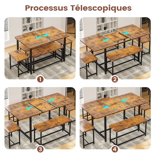KIMENICH-Ensemble-Table-a-Manger-Extensible-avec-2-Bancs-et-2-Tabourets-Meubles-de-Salle-a-Manger-Lot-de-5-pour-4-8-Personnes-Table-Extensible-Salle-a-Manger-pour-Cuisine-Salle-a-Manger-0-2