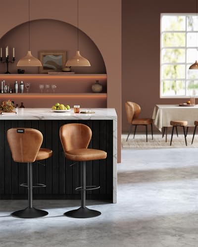 VASAGLE-EKHO-Collection-Tabouret-de-Bar-Pivotant-a-360-Hauteur-Reglable-avec-Dossier-PU-avec-Coutures-Style-Moderne-Mi-siecle-pour-Cuisine-Bar-Montage-Facile-0-0