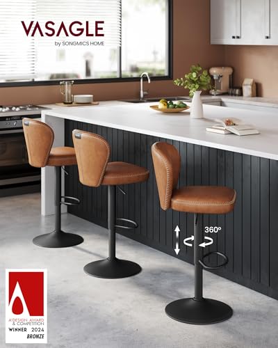 VASAGLE-EKHO-Collection-Tabouret-de-Bar-Pivotant-a-360-Hauteur-Reglable-avec-Dossier-PU-avec-Coutures-Style-Moderne-Mi-siecle-pour-Cuisine-Bar-Montage-Facile-0-2