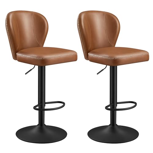 VASAGLE-EKHO-Collection-Tabouret-de-Bar-Pivotant-a-360-Hauteur-Reglable-avec-Dossier-PU-avec-Coutures-Style-Moderne-Mi-siecle-pour-Cuisine-Bar-Montage-Facile-0