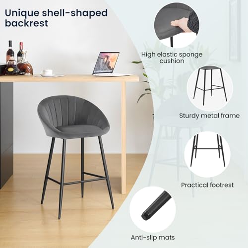 EUGAD-Tabouret-Bar-Lot-de-2-Chaise-de-Bar-Fixe-Chaise-Haute-Cuisine-en-Velours-Siege-Rembourre-avec-Dossier-en-Coquillage-avec-Pieds-en-Metal-et-Repose-Pieds-BY14-2-0-2