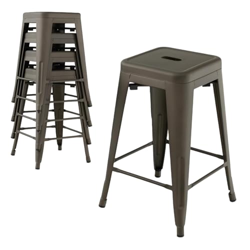 RELAX4LIFE-Tabourets-de-Bar-Tolix-Empilable-Lot-de-4-en-Metal-Repose-Pied-Siege-Bois-Chaise-Tolix-Tabouret-Haut-pour-Salon-Cuisine-Bar-Hauteur-645CM-0