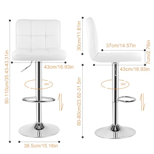 bigzzia-Tabouret-de-Bar-Lot-de-2-Rotatif-sur-360Chaise-de-Bar-Reglable-en-Hauteur-avec-Similicuir-avec-Dossier-et-Repose-Pieds-Convient-pour-Cuisine-Comptoir-Bar-0-1