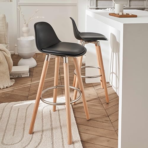 Box-and-beyond-Lot-de-Tabouret-de-Bar-en-Bois-Chaise-Haute-pour-Bar-Chaise-de-Cuisine-Hauteur-91-cm-Tabouret-Noir-avec-Repose-Pieds-0-0