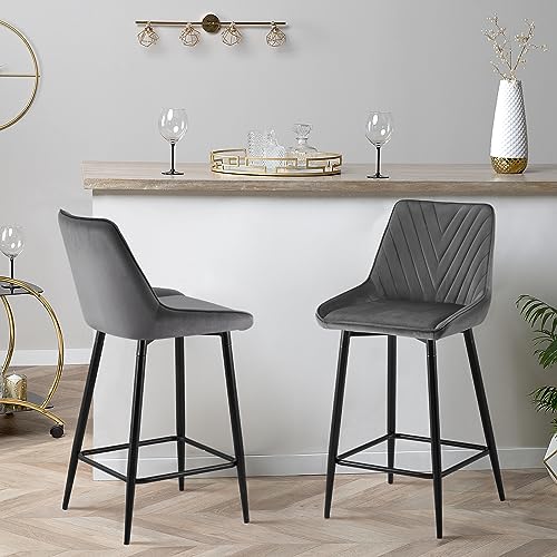 CLIPOP-Lot-de-2-tabourets-de-bar-rembourres-en-velours-Tabouret-de-travail-de-salle-a-manger-de-maquillage-de-cuisine-Ergonomiques-Avec-dossier-0-0