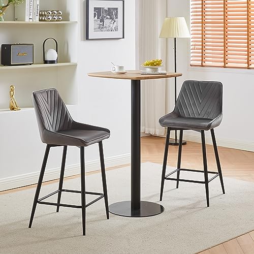CLIPOP-Lot-de-2-tabourets-de-bar-rembourres-en-velours-Tabouret-de-travail-de-salle-a-manger-de-maquillage-de-cuisine-Ergonomiques-Avec-dossier-0-2