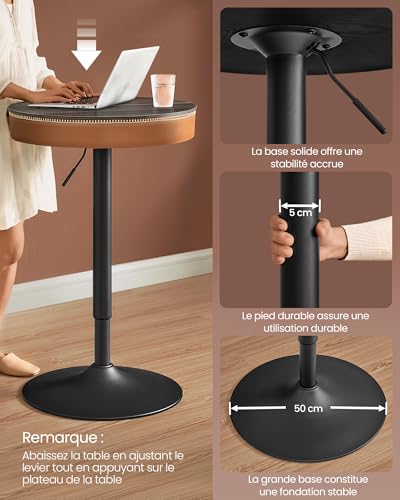 VASAGLE-EKHO-Collection-Table-de-Bar-Reglable-en-Hauteur-Petite-Table-avec-Rangement-PU-avec-Coutures-Style-Moderne-Mi-siecle-Bar-Cuisine-Salon-0-2