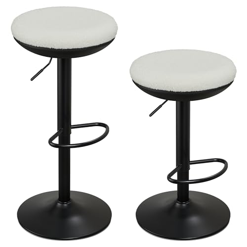 IWMH-Tabourets-de-Bar-Pivotants-Lot-de-2-Tabourets-de-Bar-Ronds-Modernes-sans-Dossier-Chaise-de-Bar-de-Comptoir-a-Hauteur-Reglable-pour-la-Cuisine-Le-Restaurant-Le-Bar-et-Le-Cafe-0