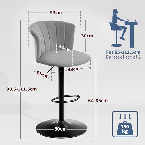 STOOLINK-Tabouret-de-Bar-Lot-de-2-Chaise-de-Bar-Tissu-Velours-Soie-Cuisine-Siege-Bar-Reglables-Chaises-Bar-Tabourets-de-Bar-avec-Repose-Pieds-Convient-pour-Cuisine-Comptoir-Bar-0-0