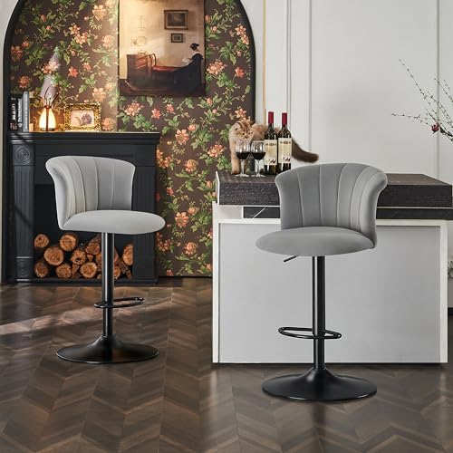 STOOLINK-Tabouret-de-Bar-Lot-de-2-Chaise-de-Bar-Tissu-Velours-Soie-Cuisine-Siege-Bar-Reglables-Chaises-Bar-Tabourets-de-Bar-avec-Repose-Pieds-Convient-pour-Cuisine-Comptoir-Bar-0-1