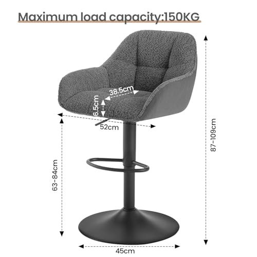 WOLTU-Tabouret-Bar-Lot-de-2-Chaise-de-Bar-Chaise-Haute-Bar-Chaise-Haute-Cuisine-Reglable-en-Hauteur-avec-Accoudoirs-et-Repose-Pieds-Cadre-en-Metal-3019-0-1