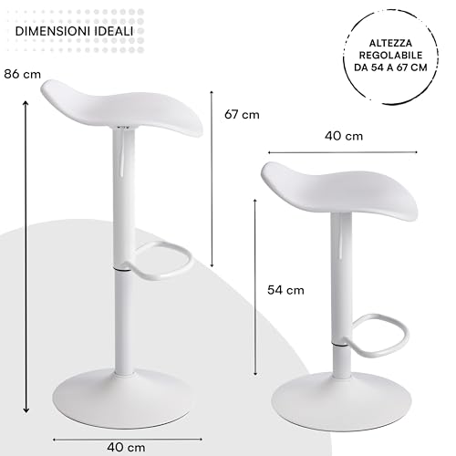 Baroni-Home-Tabouret-pivotant-avec-hauteur-reglable-fond-anti-rayures-et-pieds-pour-cuisine-restaurant-et-bar-leger-et-montage-facile-41-x-40-x-64--86-cm-blancnoir-0-2