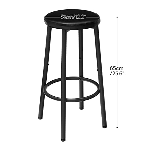 HOOBRO-Lot-de-2-Tabourets-de-Bar-Tabouret-de-Petit-dejeuner-rembourres-en-PU-Chaises-Hautes-avec-Repose-Pieds-Facile-a-Assembler-et-a-Nettoyer-pour-Cuisine-Restaurant-Cafe-Noir-EBB30BY01-0-1