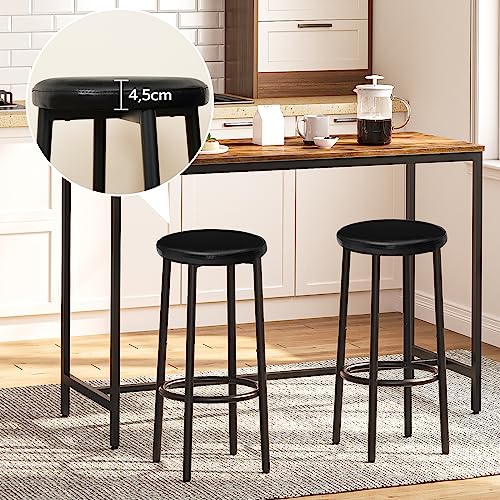 HOOBRO-Lot-de-2-Tabourets-de-Bar-Tabouret-de-Petit-dejeuner-rembourres-en-PU-Chaises-Hautes-avec-Repose-Pieds-Facile-a-Assembler-et-a-Nettoyer-pour-Cuisine-Restaurant-Cafe-Noir-EBB30BY01-0-2
