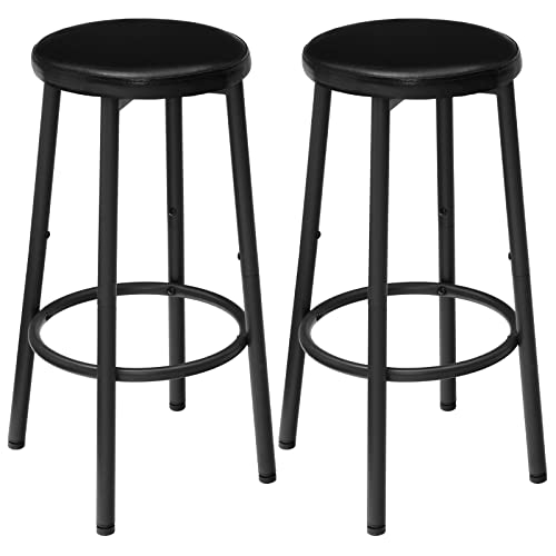 HOOBRO-Lot-de-2-Tabourets-de-Bar-Tabouret-de-Petit-dejeuner-rembourres-en-PU-Chaises-Hautes-avec-Repose-Pieds-Facile-a-Assembler-et-a-Nettoyer-pour-Cuisine-Restaurant-Cafe-Noir-EBB30BY01-0