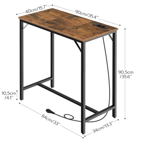 HOOBRO-Table-de-Bar-avec-multiprise-Table-de-Cuisine-Haute-Structure-renforcee-Design-Fin-Style-retro-pour-Cuisine-Salon-Salle-de-reunion-Bar-Marron-Rustique-EBF90CBT01-0-1