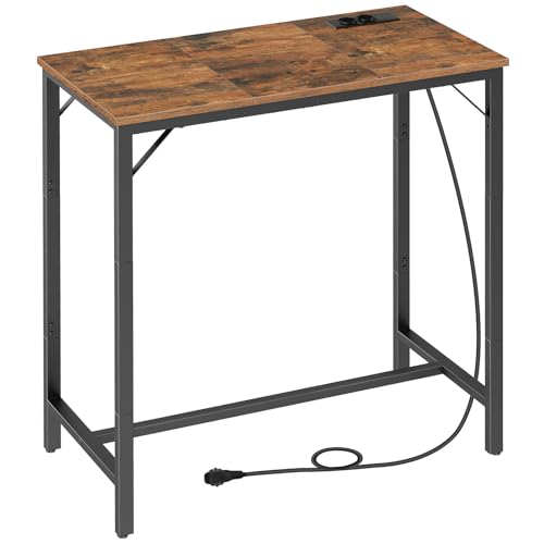 HOOBRO-Table-de-Bar-avec-multiprise-Table-de-Cuisine-Haute-Structure-renforcee-Design-Fin-Style-retro-pour-Cuisine-Salon-Salle-de-reunion-Bar-Marron-Rustique-EBF90CBT01-0