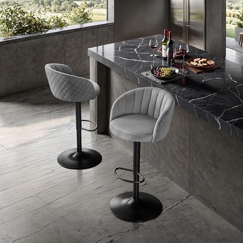 STOOLINK-Tabouret-de-Bar-Lot-de-2-Chaise-de-Bar-Tissu-Velours-de-Lait-Chaises-Bar-Reglables-avec-Dossier-et-Accoudoir-Tabourets-de-Bar-avec-Repose-Pieds-Tabouret-Bar-pour-Cuisine-Bar-0-1