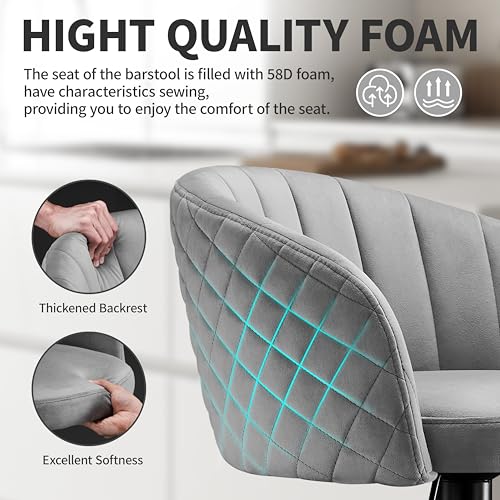 STOOLINK-Tabouret-de-Bar-Lot-de-2-Chaise-de-Bar-Tissu-Velours-de-Lait-Chaises-Bar-Reglables-avec-Dossier-et-Accoudoir-Tabourets-de-Bar-avec-Repose-Pieds-Tabouret-Bar-pour-Cuisine-Bar-0-2