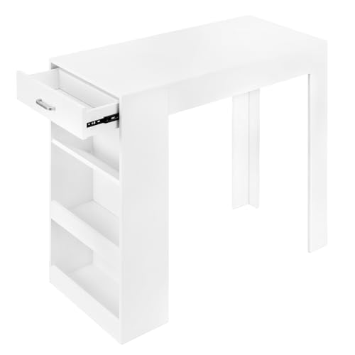 WOLTU-Table-de-Bar-Table-Haute-Cuisine-Table-Haute-Table-a-Manger-avec-1-Tiroir-et-3-Compartiments-Ouverts-en-Bois-dIngenierie-100x50x100cm-0