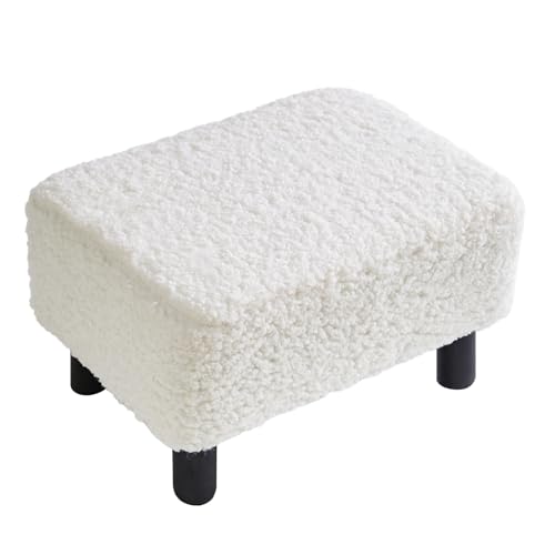 YMYNY-Petit-Pouf-Ottoman-Repose-Pieds-Ottomane-Rectangulaire-Tabouret-a-Chaussures-Teddy-Velours-Materiel-Tabourets-de-Canape-pour-Salon-Chambre-a-Coucher-Blanc-422924CM-RF-BD216-0