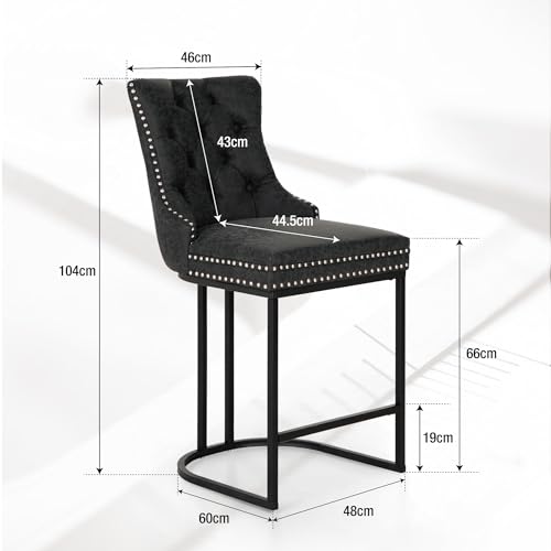 ALPHA-HOME-Lot-de-2-tabourets-de-bar-modernes-de-66-cm-de-hauteur-de-comptoir-en-cuir-synthetique-avec-dossier-boutonne-et-bordure-en-rivets-rembourres-avec-pieds-en-metal-robustes-Noir-0-0