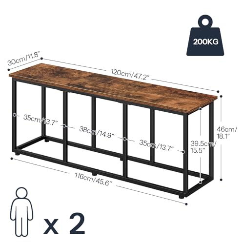 HOOBRO-Banc-de-Cuisine-Long-de-120-cm-Banc-a-Chaussures-Industriel-Bout-de-lit-Chaise-Longue-pour-Salle-a-Manger-entree-Chambre-Marron-Rustique-et-Noir-EBF45CD01-0-1
