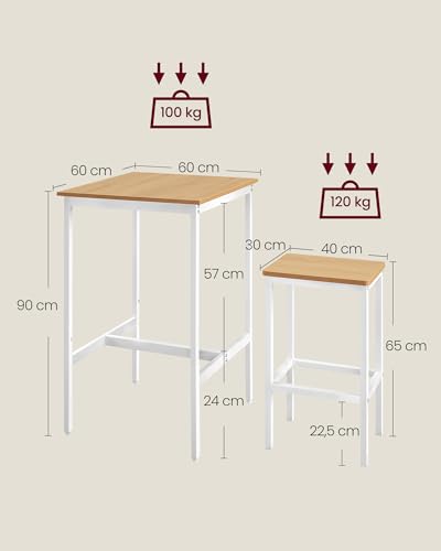 VASAGLE-Ensemble-Table-de-Bar-avec-Tabourets-Table-a-Manger-avec-2-Chaises-Petite-Table-de-Cuisine-Chaises-de-Bar-pour-Salle-a-Manger-Cuisine-0-2