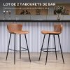 HOMCOM-Lot-de-2-tabourets-de-Bar-Assise-en-Similicuir-Hauteur-76-cm-avec-Repose-Pieds-en-Acier-et-Dossier-Design-Vintage-Marron-0-2