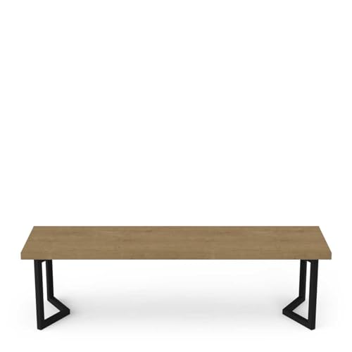 Demeyere-Banc-en-Bois-Multifonctionnel-Tendance--Style-Industriel--Coloris-Chene-Hamilton-Finitions-Noir-Mat-158-x-44-x-40-cm-0-0