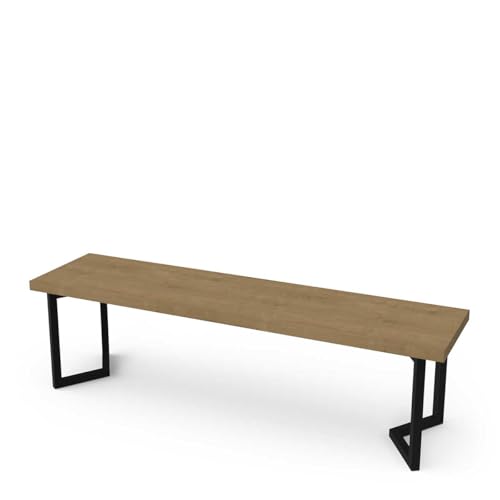 Demeyere-Banc-en-Bois-Multifonctionnel-Tendance--Style-Industriel--Coloris-Chene-Hamilton-Finitions-Noir-Mat-158-x-44-x-40-cm-0-1